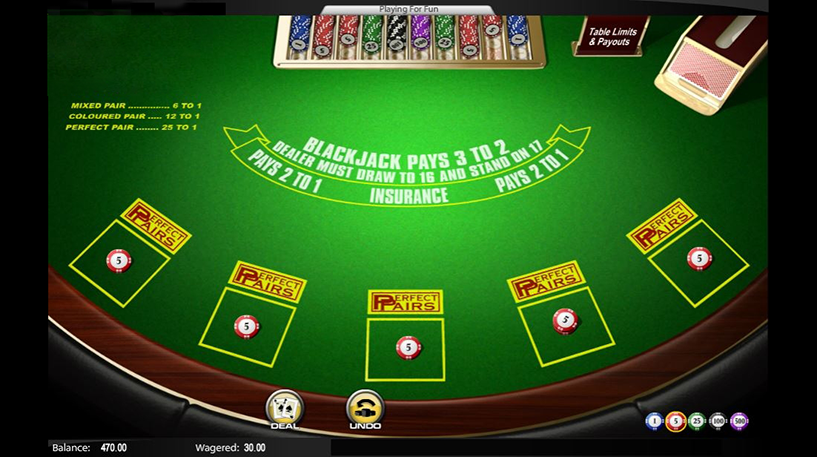 Bonificaciones especiales de Blackjack Perfect Pairs