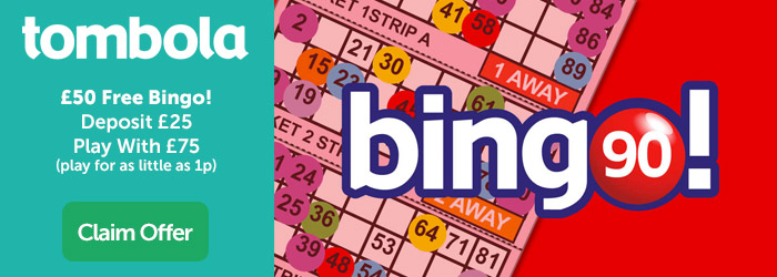 Tombola Bingo Promo Code: £50 Free Bingo! Deposit £25, Play With £75