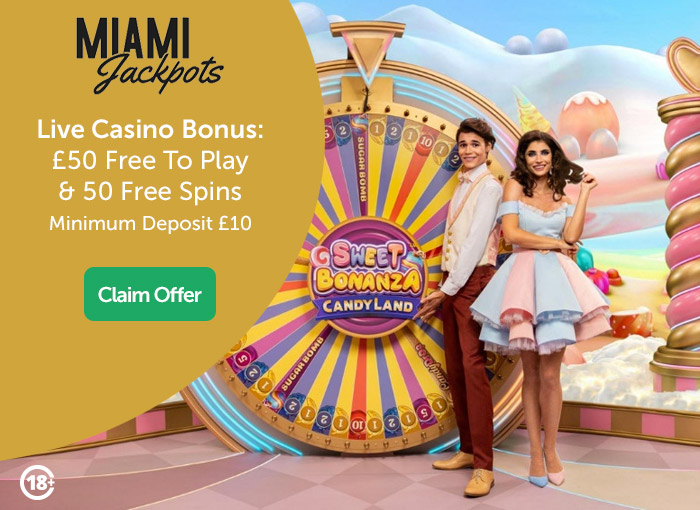 Miami Jackpots Live Casino: £50 Free For Live Casino And 50 Free Spins On Book Of Dead Slot
