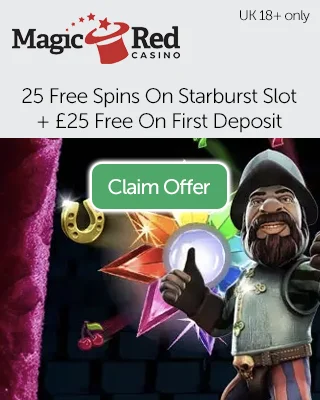 Magic Red Casino: 25 Free Spins On Starburst Slot And £25 Free Welcome Bonus