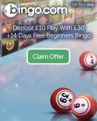 Bingo.com: Deposit £10 And Play With £30 + 14 Days Free Bingo