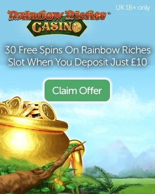 Rainbow Riches Casino: 30 Free Spins On Rainbow Riches When You Deposit £10