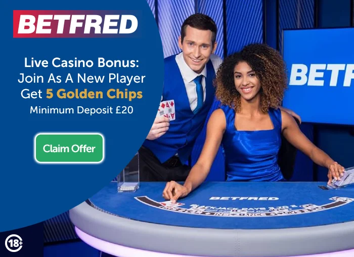 Betfred Live Casino: Stake £20 On Live Casino, Get 5 Golden Chips