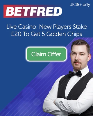 Betfred Live Casino: Stake £20 To Get 5 Golden Chips