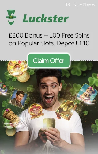 Luckster: £200 Bonus + 100 Free Spins On Various Popular Slots When You Deposit £10