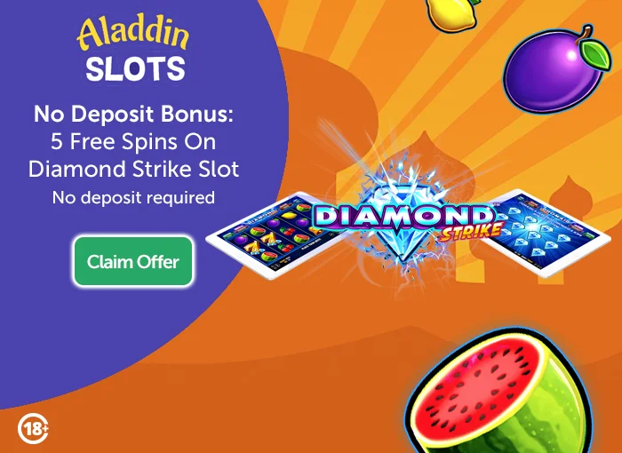 Aladdin Slots No Deposit Bonus: 5 Free Spins On Diamond Strike Slot