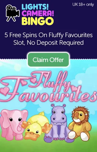 Lights Camera Bingo: Get 5 No Deposit Free Spins On Fluffy Favourites