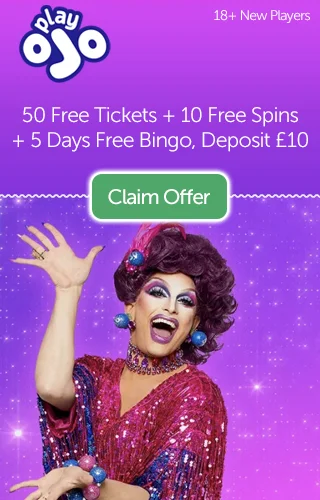 PlayOJO Bingo: Get 50 Free Bingo Tickets, Plus 10 Free Starburst Spins, Plus 5 Days Free Bingo