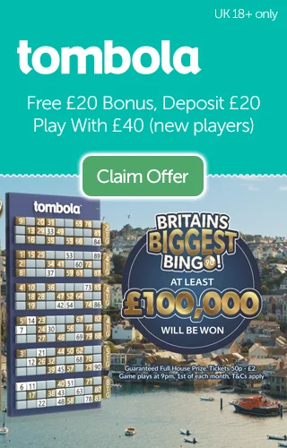 Tombola Bingo: Get Up To £50 Free When You Join By Way Of Deposit Match Bonus