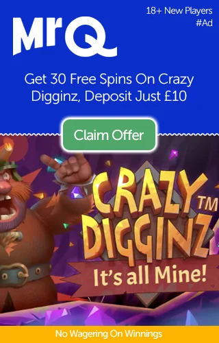 Mrq: 30 Free Spins On Crazy Digginz, Deposit £10