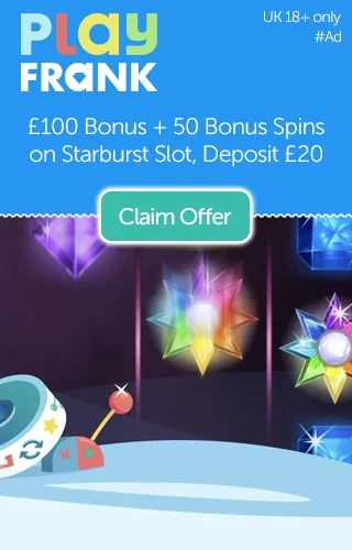 Get £100 Free In Bonus Credit Plus An Additional 50 Free Spins On Starburst Slot When You Deposit £20