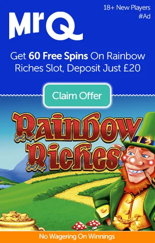 60 No Wagering Free Spins on Rainbow Riches Slot When You Join and Deposit Just £20