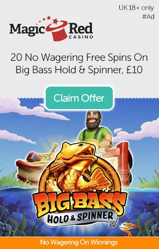 20 Free No Wagering Spins on Big Bass Hold and Spinner When You Deposit Just £10