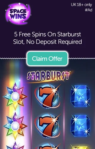 5 Free No Deposit Spins On Starburst Slot Courtesy Of Space Wins