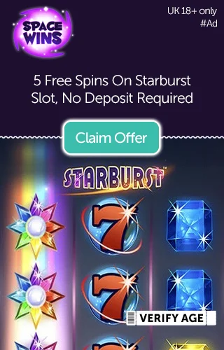 5 Free No Deposit Spins on Starburst Slot Courtesy of Space Wins