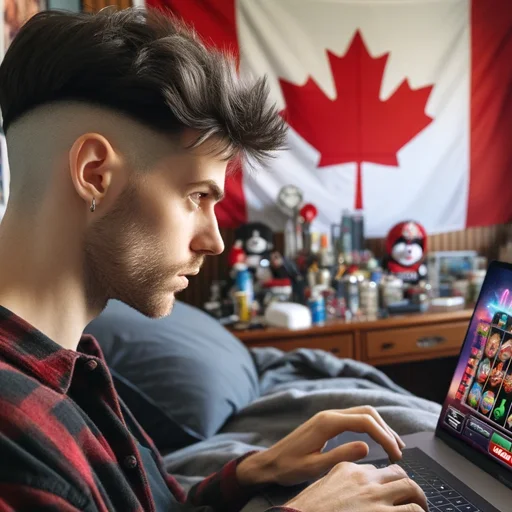 Canadian Man Playing Slots Online