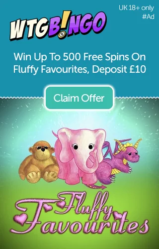 50 Free Spins Fluffy Favourites No Deposit WTG Bingo: Win Up To 500 Free Spins On Fluffy Favourites