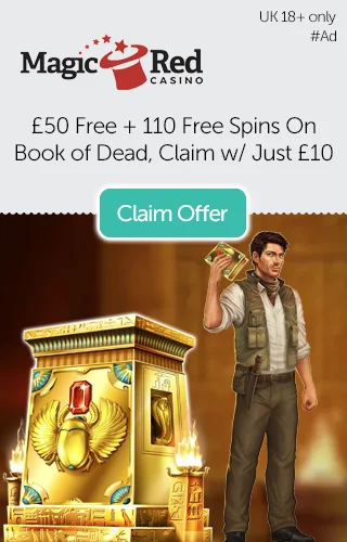 £50 Free In Deposit Match + 110 Free Spins On Book Of Dead Slot