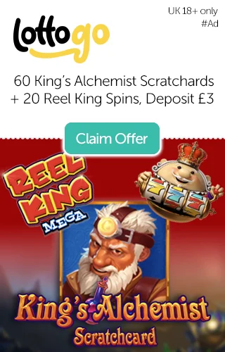 60 Free Scratchcards and 20 Free Spins on Reel King Mega When You Deposit £3