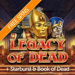 100 Free Spins on Starburst, Book of Dead and Legacy of Dead Slots