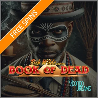 £50 Bonus Credit + 50 Free Real Money Spins on Book of Dead Slot from Voodoo Dreams