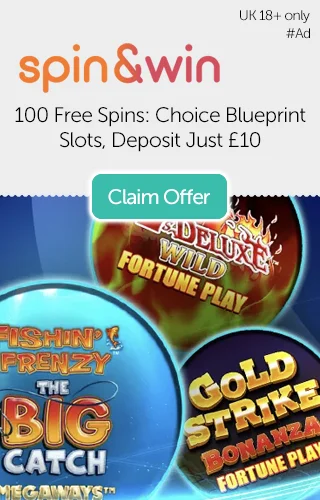 Grab 100 Free Spins on 3 Popular Blueprint Games When You Join Spin and Win and Deposit Just £10