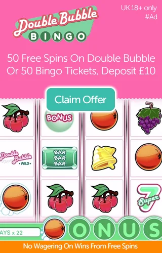 Grab Either 50 Free Spins On Double Bubble Slot Or £50 Free In Bingo Tickets From Double Bubble Bingo