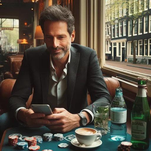 A Man In Holland Playing At An Online Casino And Depositing Funds With Ideal