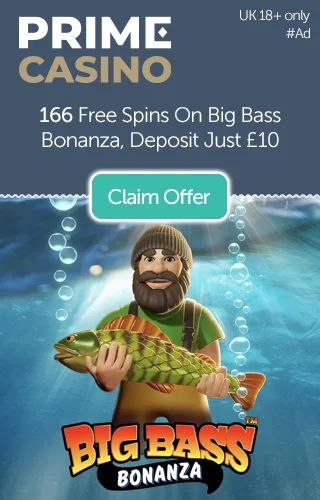 Grab 166 Free Spins on Big Bass Bonanza When You Deposit £10 at Prime Casino