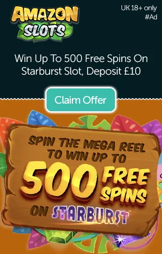 Win Up to 500 Free Spins on Starburst When You Spin the Amazon Slots Mega Wheel