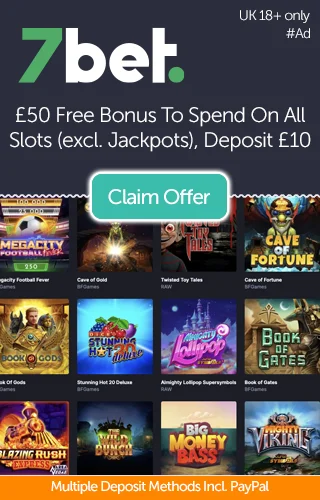 50Gbp Deposit Match Bonus To Spend On All Slots 7Bet Uk
