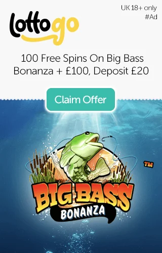 100 Free Spins On Big Bass Bonanza Slot Plus Up To £100 Deposit Match From Lottogo
