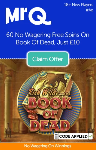 Mrq Uk Promo: 60 Free No Wagering Free Spins On Book Of Dead When You Deposit £10