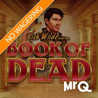 Book of Dead Slot Logo with No Wagering Banner Ribbon
