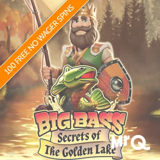 A Secondary Image Promoting Big Bass Secrets of the Golden Lake Free Spins With No Wagering Requirements From MrQ