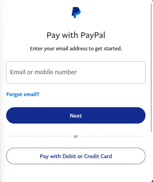 Paypal Pop-Up Payment Window Paypal Pop-Up Payment Window