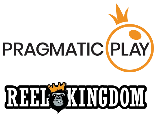 Pragmatic Play and Reel Kingdom Logos (collaborated to make Bigger Bass Splash)