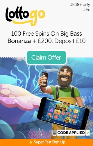 100 Free Spins On Big Bass Bonanza Plus 200 Gbp Deposit 10 Gbp Lotto Go Uk