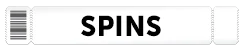 A bonus voucher ticket with the word SPINS