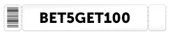 A bonus voucher ticket with the words BET5GET100