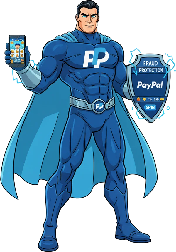 payPal personified as a superhero