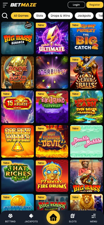 Betmaze Casino games lobby screenshot