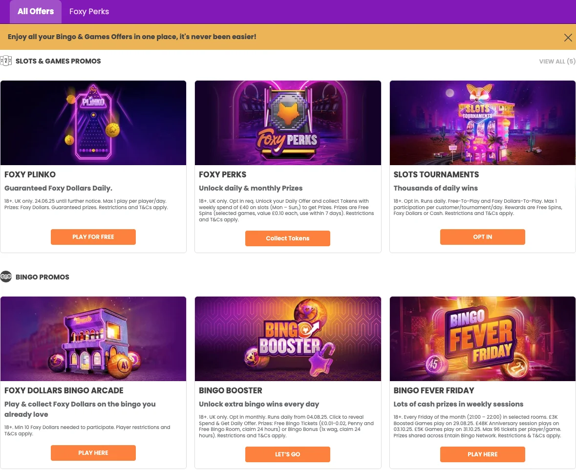 Foxy Games promo page screenshot