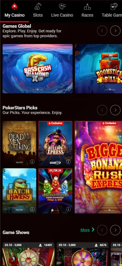 PokerStars games lobby screenshot PokerStars games lobby screenshot